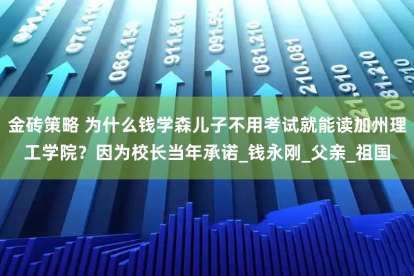 金砖策略 为什么钱学森儿子不用考试就能读加州理工学院？因为校长当年承诺_钱永刚_父亲_祖国